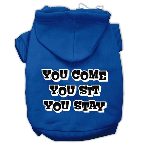 You Come, You Sit, You Stay Screen Print Pet Hoodies Blue Size XS (8)