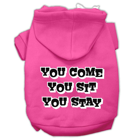 You Come, You Sit, You Stay Screen Print Pet Hoodies Bright Pink Size XXL (18)