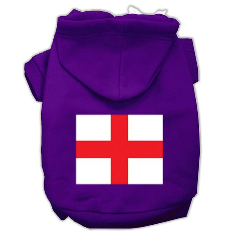 St. George's Cross (English Flag) Screen Print Pet Hoodies Purple Size Lg (14)