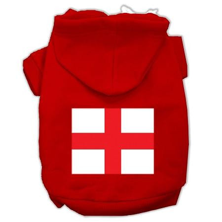 St. George's Cross (English Flag) Screen Print Pet Hoodies Red Size Lg (14)