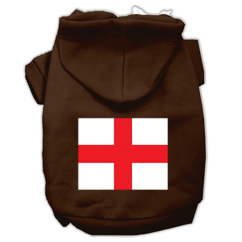 St. George's Cross (English Flag) Screen Print Pet Hoodies Brown Size Sm (10)