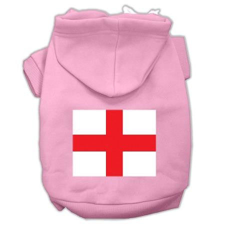 St. George's Cross (English Flag) Screen Print Pet Hoodies Light Pink Size XL (16)