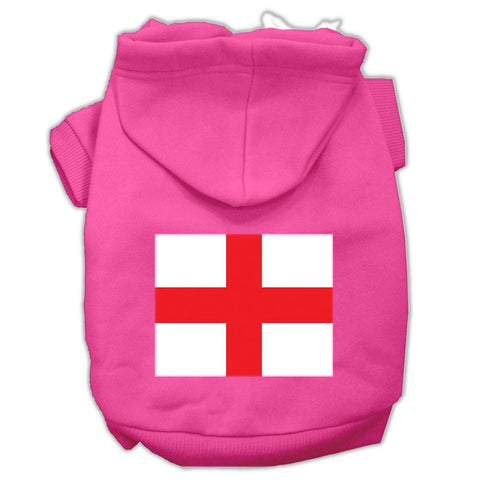 St. George's Cross (English Flag) Screen Print Pet Hoodies Bright Pink Size XXL (18)