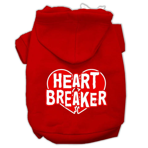 Heart Breaker Screen Print Pet Hoodies Red Size Med (12)