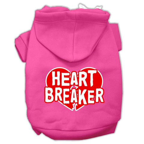 Heart Breaker Screen Print Pet Hoodies Bright Pink Size XS (8)