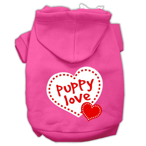 Puppy Love Screen Print Pet Hoodies Bright Pink Size Lg (14)