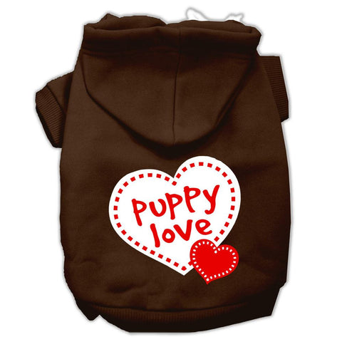 Puppy Love Screen Print Pet Hoodies Brown Size Med (12)