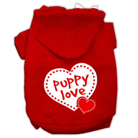 Puppy Love Screen Print Pet Hoodies Red Size Med (12)