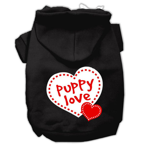 Puppy Love Screen Print Pet Hoodies Black Size XS (8)