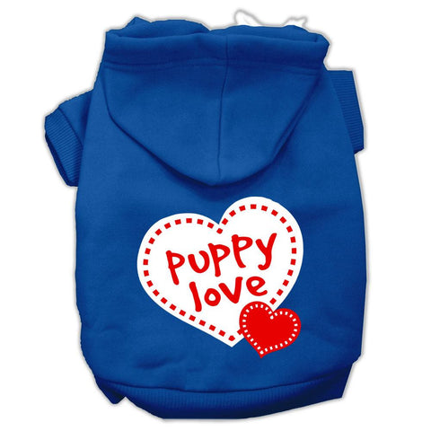 Puppy Love Screen Print Pet Hoodies Blue Size XS (8)