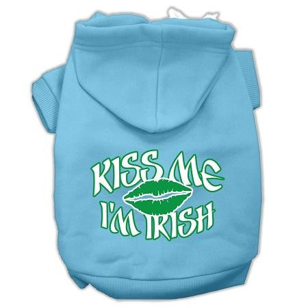 Kiss Me I'm Irish Screen Print Pet Hoodies Baby Blue Size Med (12)