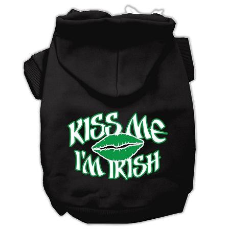 Kiss Me I'm Irish Screen Print Pet Hoodies Black Size XS (8)