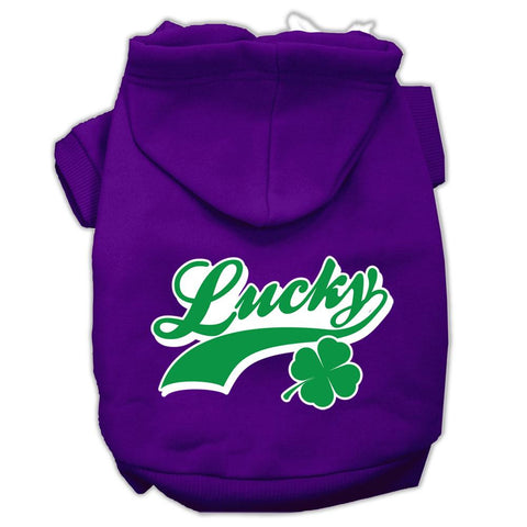 Lucky Swoosh Screen Print Pet Hoodies Purple Size XL (16)