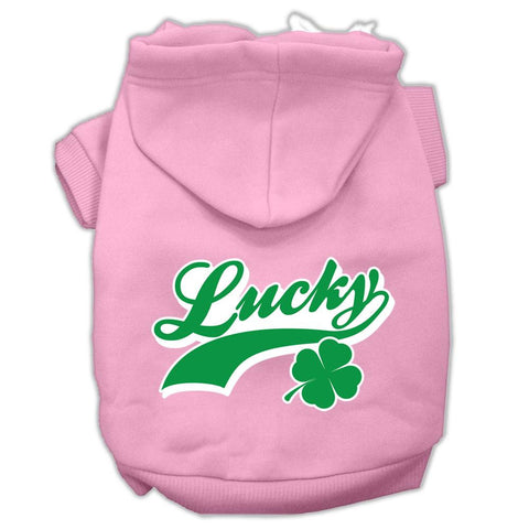 Lucky Swoosh Screen Print Pet Hoodies Light Pink Size XXL (18)