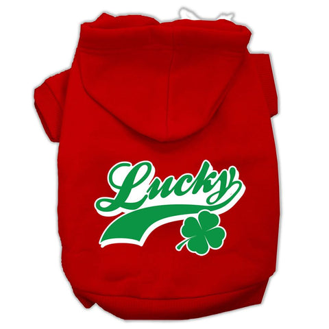 Lucky Swoosh Screen Print Pet Hoodies Red Size XXL (18)