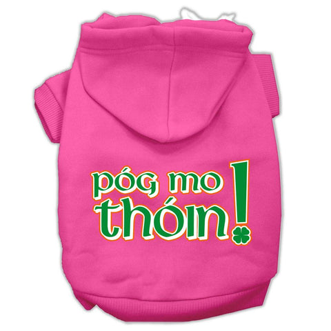 Pog Mo Thoin Screen Print Pet Hoodies Bright Pink Size Lg (14)