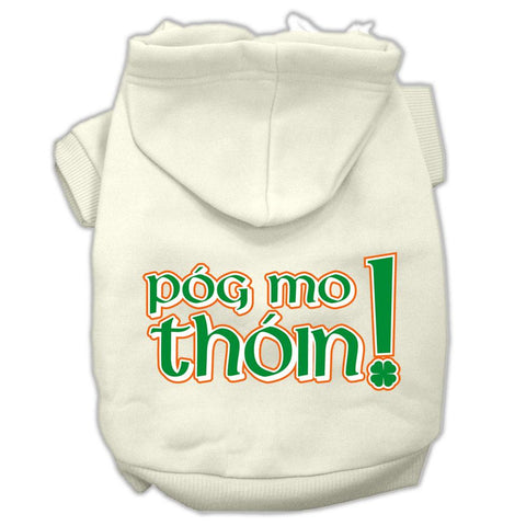 Pog Mo Thoin Screen Print Pet Hoodies Cream Size XS (8)