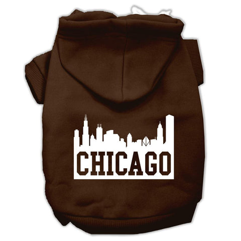 Chicago Skyline Screen Print Pet Hoodies Brown Size Lg (14)