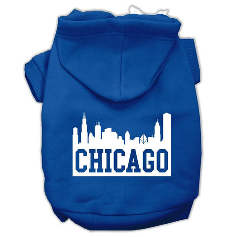 Chicago Skyline Screen Print Pet Hoodies Blue Size XL (16)