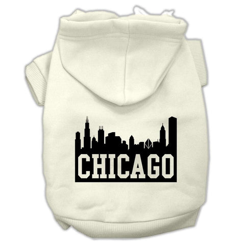 Chicago Skyline Screen Print Pet Hoodies Cream Size XXL (18)