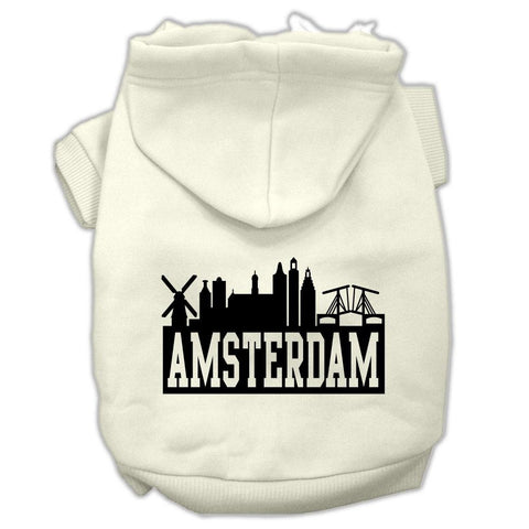 Amsterdam Skyline Screen Print Pet Hoodies Cream Size XXL (18)