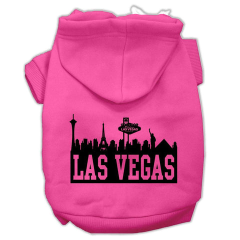 Las Vegas Skyline Screen Print Pet Hoodies Bright Pink Size Lg (14)