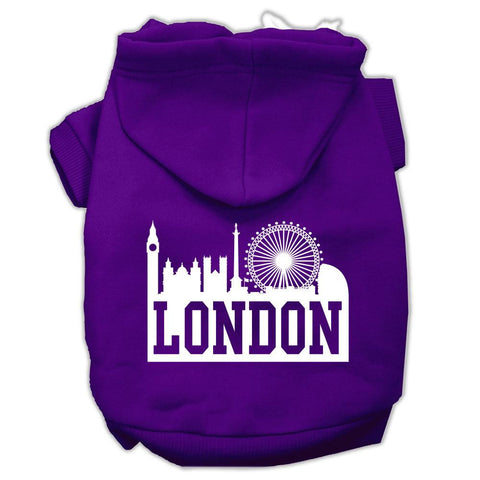 London Skyline Screen Print Pet Hoodies Purple Size Lg (14)