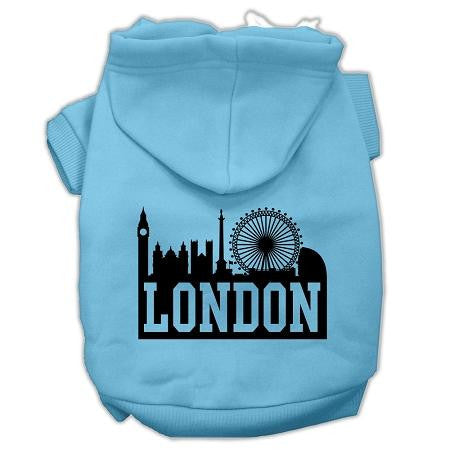 London Skyline Screen Print Pet Hoodies Baby Blue Size Med (12)