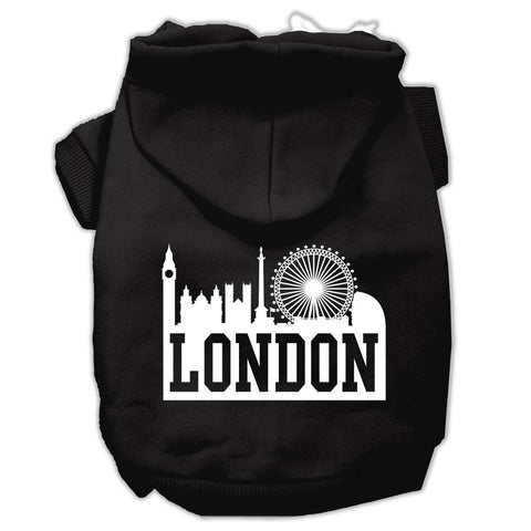 London Skyline Screen Print Pet Hoodies Black Size Sm (10)