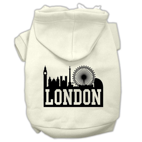 London Skyline Screen Print Pet Hoodies Cream Size XL (16)