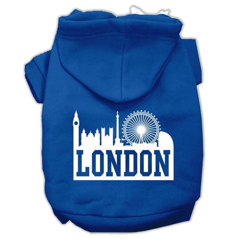 London Skyline Screen Print Pet Hoodies Blue Size XXXL (20)