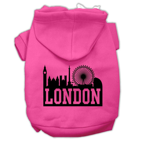 London Skyline Screen Print Pet Hoodies Bright Pink Size XXXL (20)