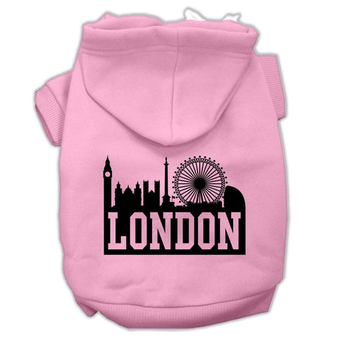 London Skyline Screen Print Pet Hoodies Light Pink Size XXXL (20)