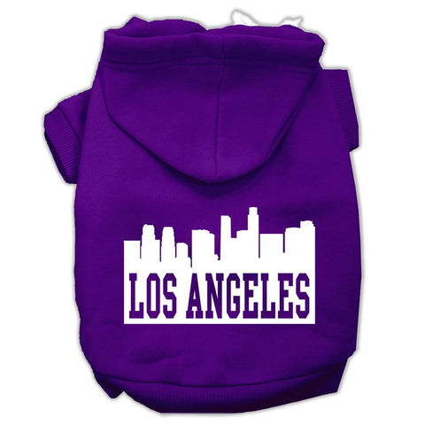 Los Angeles Skyline Screen Print Pet Hoodies Purple Size Sm (10)