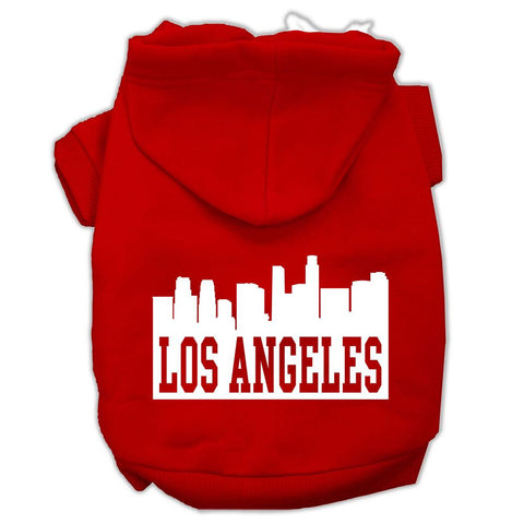 Los Angeles Skyline Screen Print Pet Hoodies Red Size XXL (18)