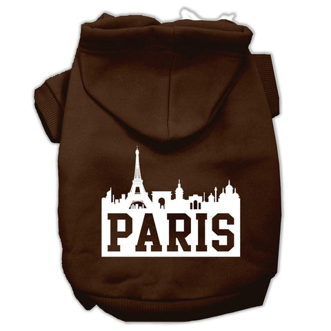 Paris Skyline Screen Print Pet Hoodies Brown Size Lg (14)