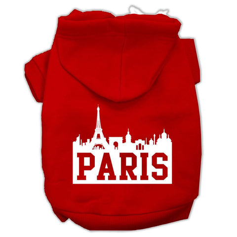 Paris Skyline Screen Print Pet Hoodies Red Size Lg (14)