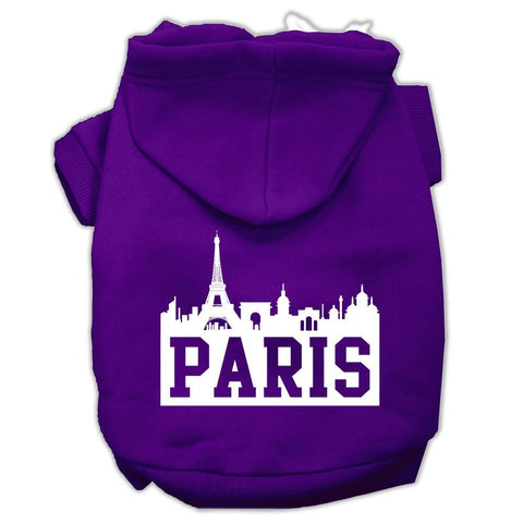 Paris Skyline Screen Print Pet Hoodies Purple Size XS (8)