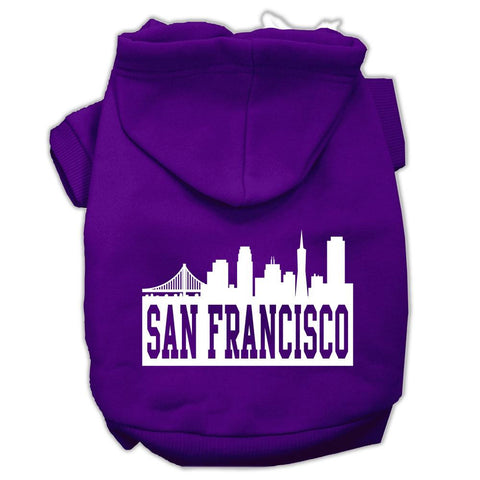 San Francisco Skyline Screen Print Pet Hoodies Purple Size Lg (14)