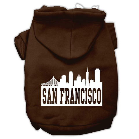 San Francisco Skyline Screen Print Pet Hoodies Brown Size XS (8)