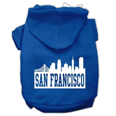 San Francisco Skyline Screen Print Pet Hoodies Blue Size XXL (18)