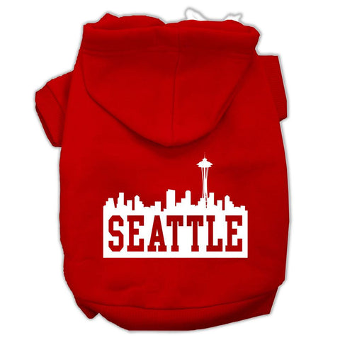 Seattle Skyline Screen Print Pet Hoodies Red Size Lg (14)