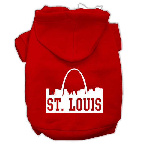 St Louis Skyline Screen Print Pet Hoodies Red Size Lg (14)