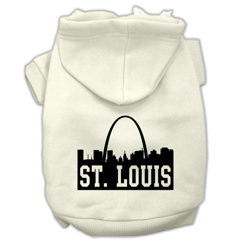 St Louis Skyline Screen Print Pet Hoodies Cream Size XL (16)