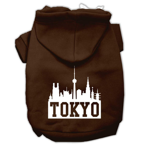 Tokyo Skyline Screen Print Pet Hoodies Brown Size Lg (14)