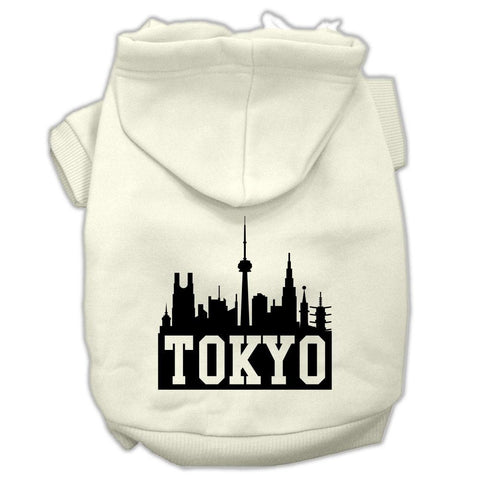 Tokyo Skyline Screen Print Pet Hoodies Cream Size XL (16)