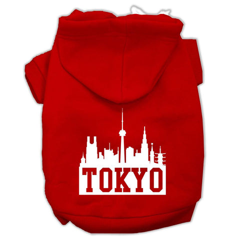 Tokyo Skyline Screen Print Pet Hoodies Red Size XL (16)