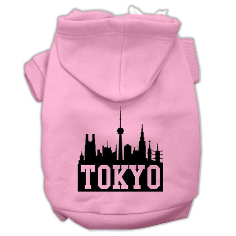 Tokyo Skyline Screen Print Pet Hoodies Light Pink Size XXL (18)