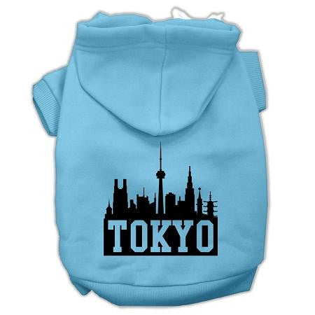 Tokyo Skyline Screen Print Pet Hoodies Baby Blue Size XXXL (20)