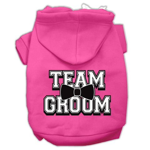 Team Groom Screen Print Pet Hoodies Bright Pink Size Lg (14)